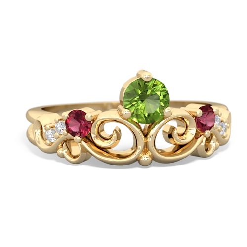 peridot-lab ruby crown keepsake ring