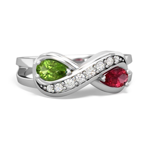 peridot-lab ruby diamond infinity ring