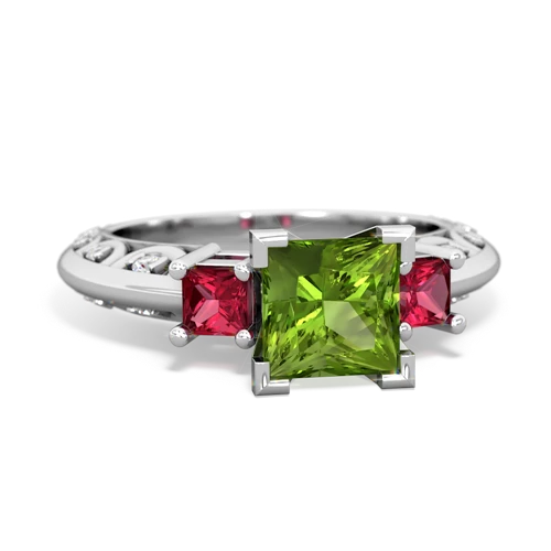 peridot-lab ruby engagement ring