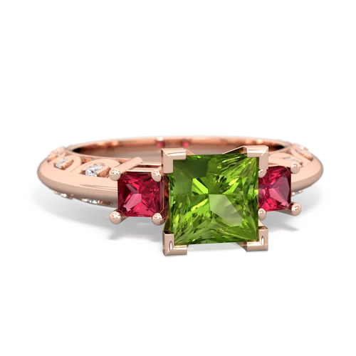 peridot-lab ruby engagement ring