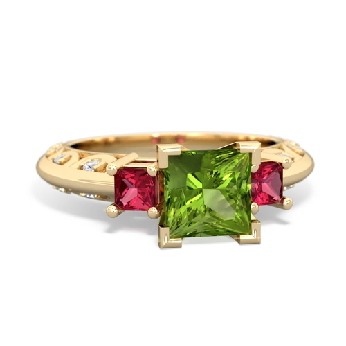 peridot-lab ruby engagement ring