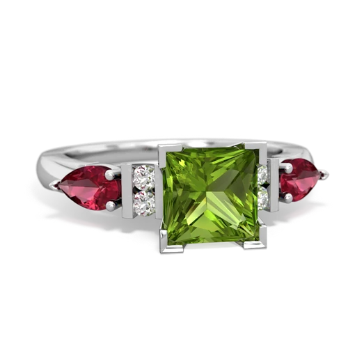 peridot-lab ruby engagement ring