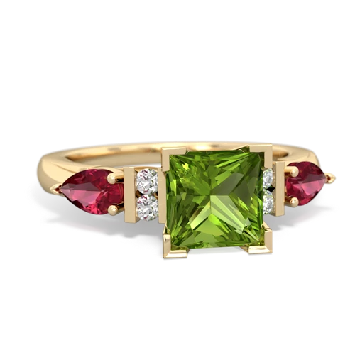 peridot-lab ruby engagement ring