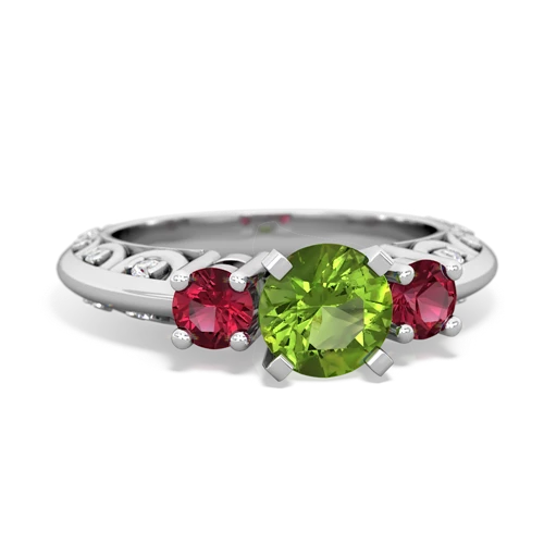 peridot-lab ruby engagement ring