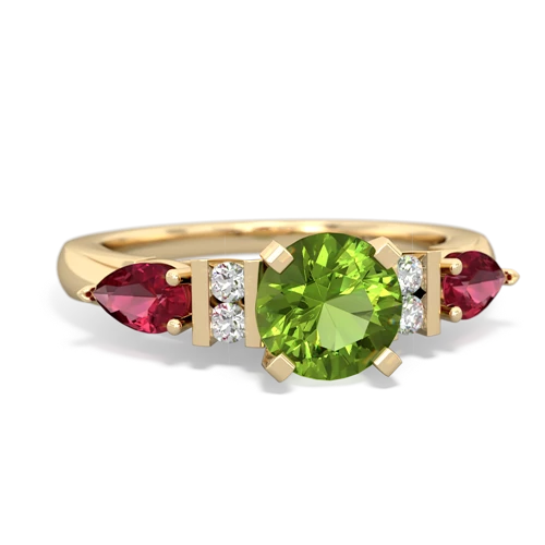 Peridot Genuine Peridot with Lab Created Ruby and Genuine Garnet Engagement ring Ring