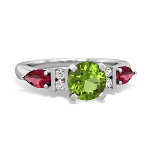 peridot-lab ruby engagement ring