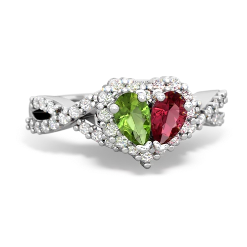 peridot-lab ruby engagement ring