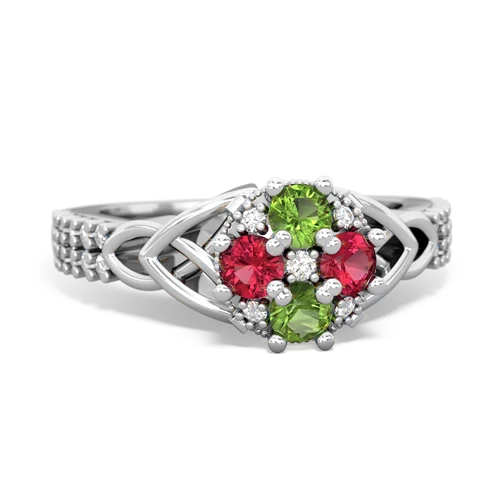 peridot-lab ruby engagement ring