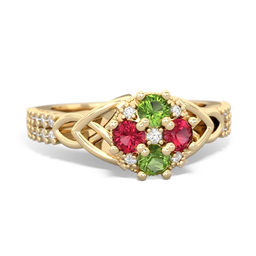 peridot-lab ruby engagement ring