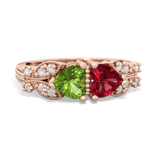 peridot-lab ruby keepsake butterfly ring