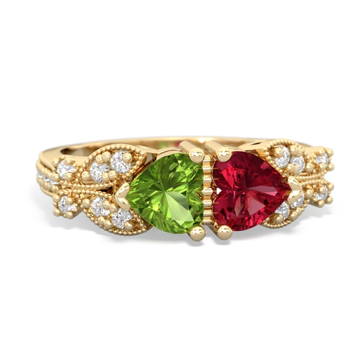 peridot-lab ruby keepsake butterfly ring