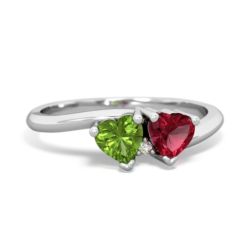 peridot-lab ruby sweethearts promise ring