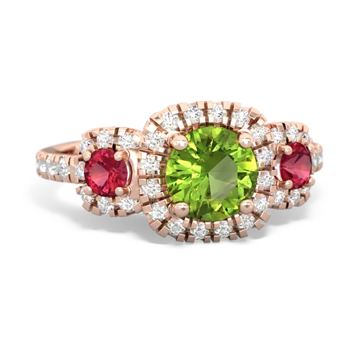 Peridot Genuine Peridot with Lab Created Ruby and Genuine Garnet Regal Halo ring Ring