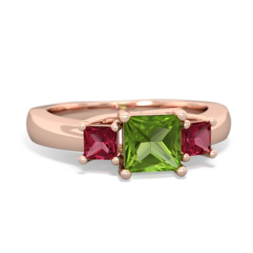 Peridot Genuine Peridot with Lab Created Ruby and Genuine Garnet Three Stone Trellis ring Ring