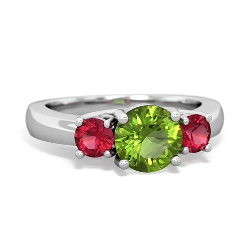 Peridot Genuine Peridot with Lab Created Ruby and Genuine Garnet Three Stone Trellis ring Ring
