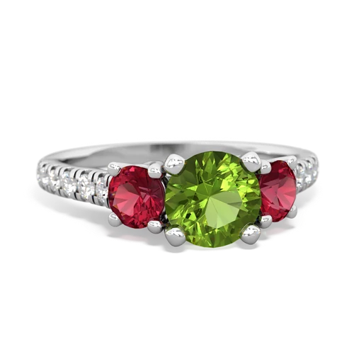 Peridot Genuine Peridot with Lab Created Ruby and Genuine Garnet Pave Trellis ring Ring