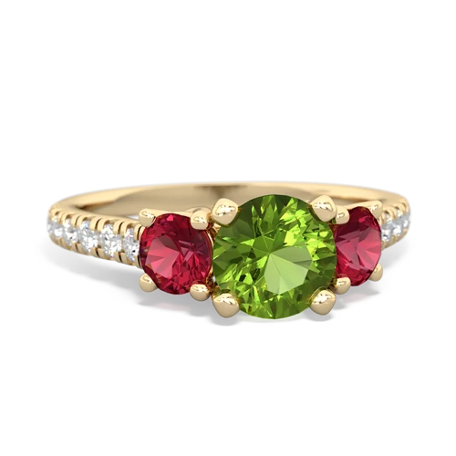 peridot-lab ruby trellis pave ring