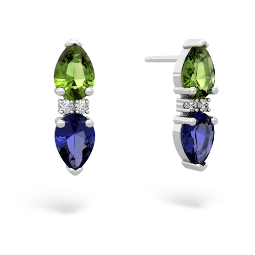 peridot-lab sapphire bowtie earrings