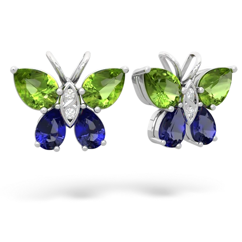 peridot-lab sapphire butterfly earrings