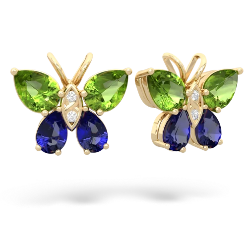 peridot-lab sapphire butterfly earrings