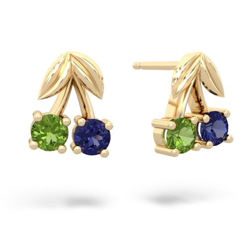 peridot-lab sapphire cherries earrings