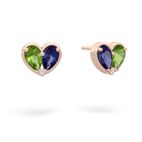 peridot-lab sapphire one heart earrings