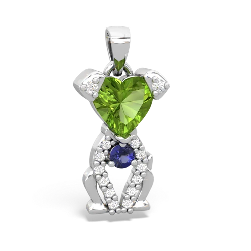 peridot-lab sapphire birthstone puppy pendant