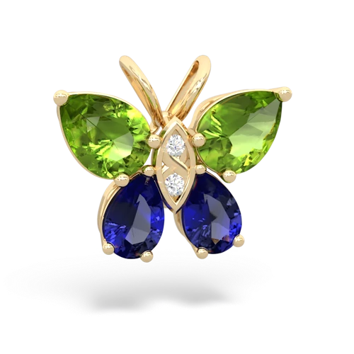 peridot-lab sapphire butterfly pendant