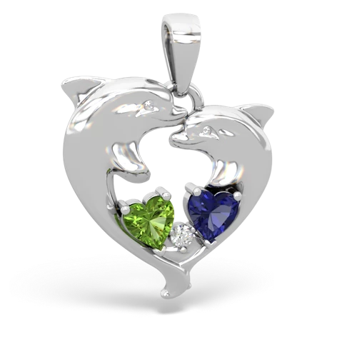 peridot-lab sapphire dolphins pendant