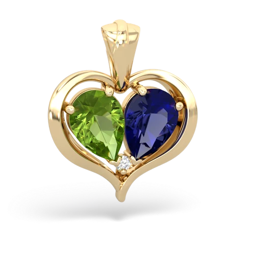 peridot-lab sapphire half heart whole pendant