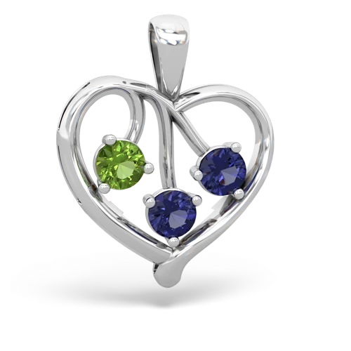 Peridot Genuine Peridot with Lab Created Sapphire and Genuine Opal Glowing Heart pendant Pendant