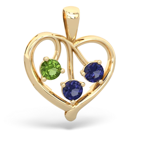 peridot-lab sapphire love heart pendant