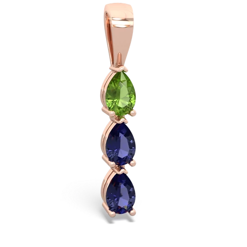 peridot-lab sapphire three stone pendant