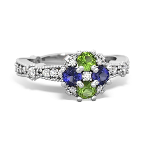 peridot-lab sapphire art deco engagement ring