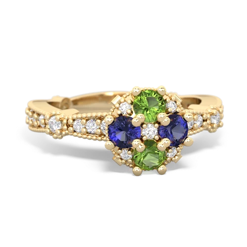 peridot-lab sapphire art deco engagement ring