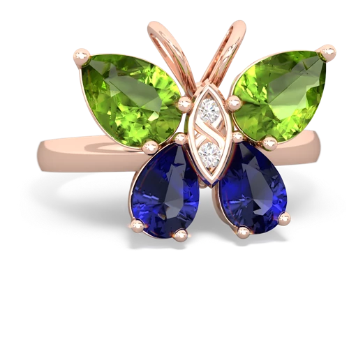 peridot-lab sapphire butterfly ring