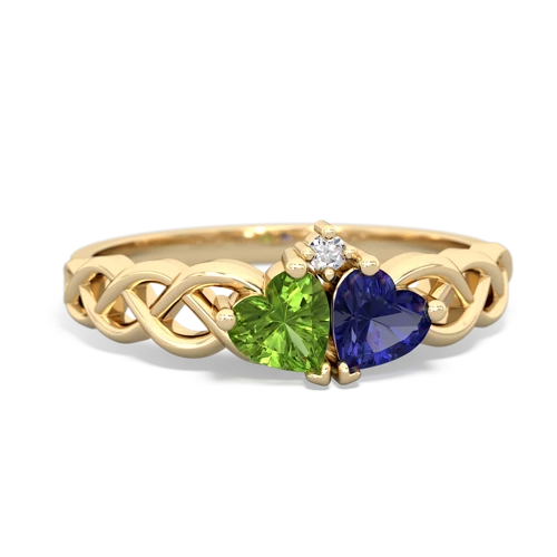 peridot-lab sapphire celtic braid ring