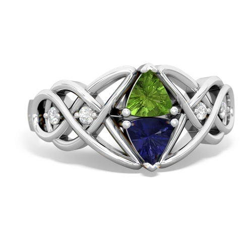 peridot-lab sapphire celtic knot ring