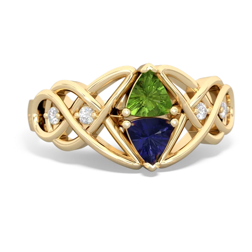 peridot-lab sapphire celtic knot ring