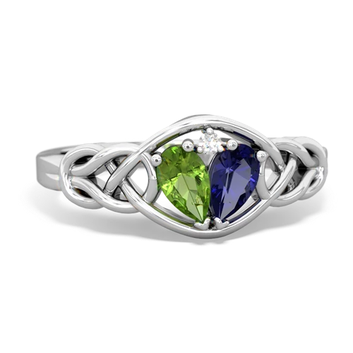 peridot-lab sapphire celtic knot ring