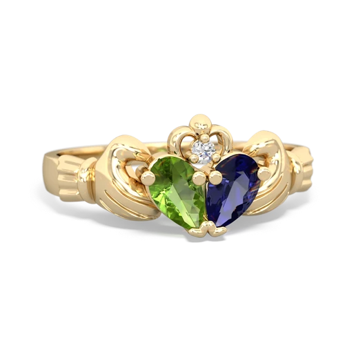 peridot-lab sapphire claddagh ring