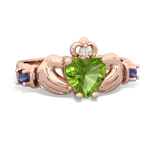 Peridot Genuine Peridot with Lab Created Sapphire and Genuine Pink Tourmaline Claddagh ring Ring
