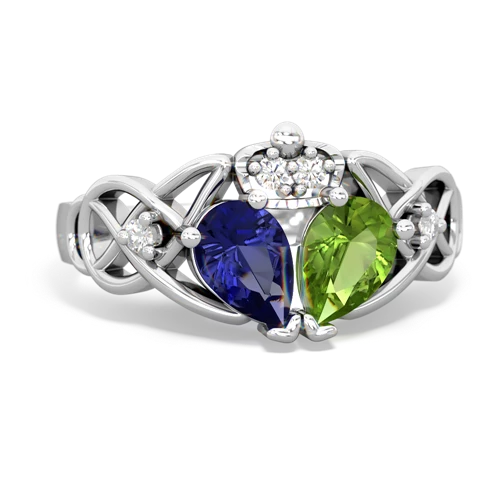 peridot-lab sapphire claddagh ring