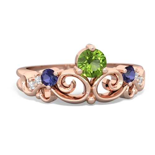 Peridot Genuine Peridot with Lab Created Sapphire and Genuine Pink Tourmaline Crown Keepsake ring Ring