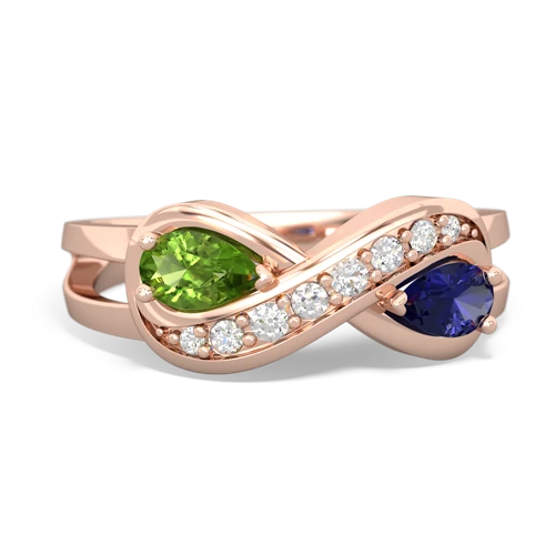 peridot-lab sapphire diamond infinity ring