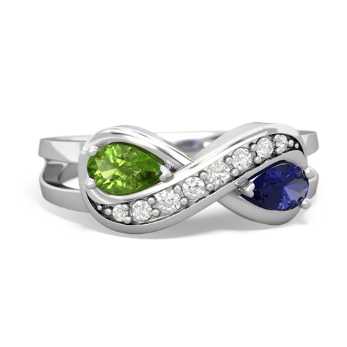 peridot-lab sapphire diamond infinity ring