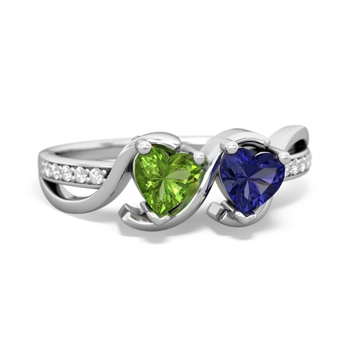 peridot-lab sapphire double heart ring