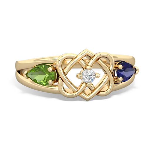 peridot-lab sapphire double heart ring