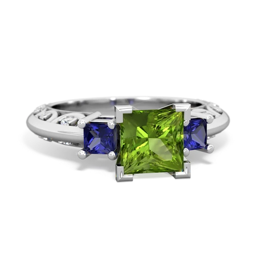 Peridot Genuine Peridot with Lab Created Sapphire and Genuine Opal Art Deco ring Ring