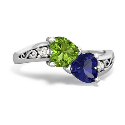 peridot-lab sapphire filligree ring